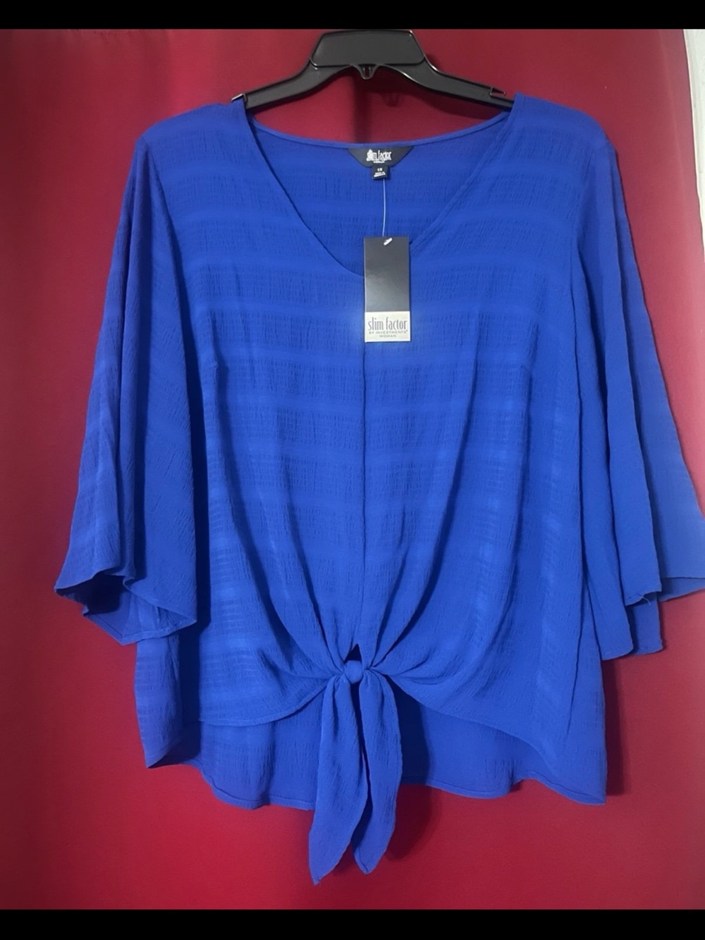 Women's Royal Blue Tie-Front V-Neck Top